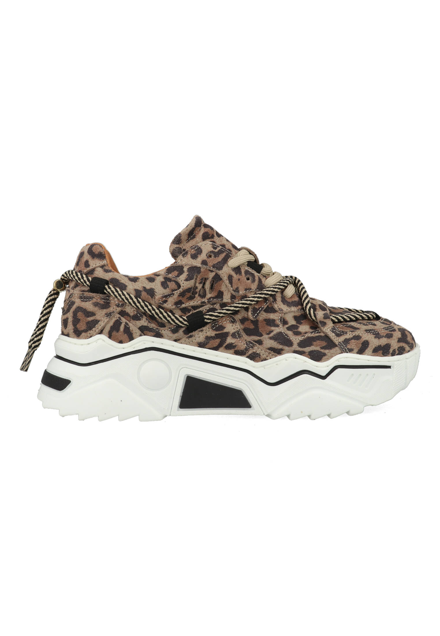 DWRS® Dames Sneakers - Beige - Suéde - Leer - Maat 37 - Leopard